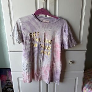 ban.do Purple and Pink Tie-Dye T-Shirt “get some sun on your face”